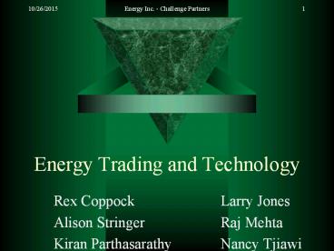Energy Trading and Technology