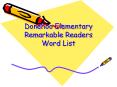Donehoo Elementary Remarkable Readers Word List PowerPoint PPT Presentation