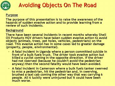 Avoiding Objects On The Road