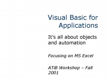 Visual Basic for Applications