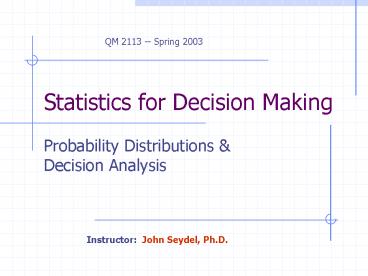 Statistics for Decision Making presentation | free to view