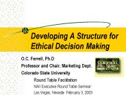 Developing A Structure for Ethical Decision Making