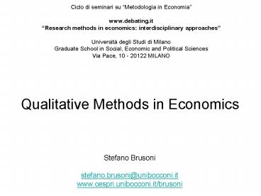 Qualitative Methods in Economics