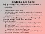 Functional Languages