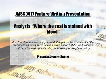 JMSC0017 Feature Writing Presentation