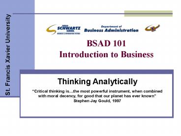 BSAD 101 Introduction to Business