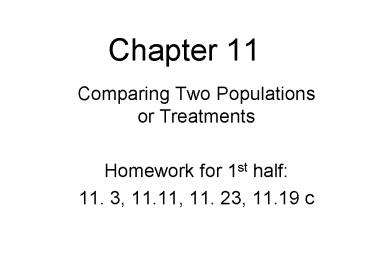 Comparing Two Populations or Treatments