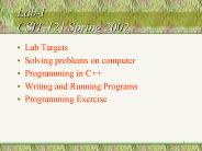 Lab-I CSIT-121 Spring 2002