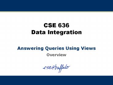 CSE 636 Data Integration