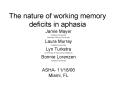 The nature of working memory deficits in aphasia PowerPoint PPT Presentation