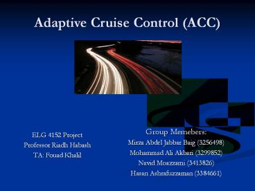 Adaptive Cruise Control (ACC)