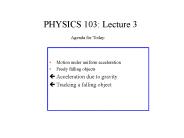 PHYSICS 103: Lecture 3