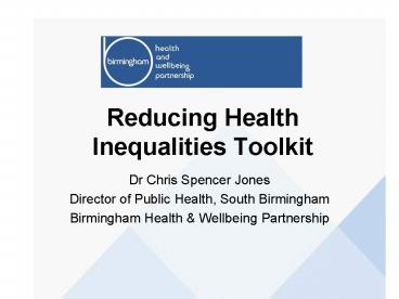 Reducing Health Inequalities Toolkit