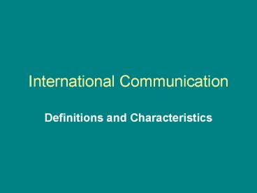 International Communication
