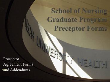 School of Nursing Graduate Program Preceptor Forms