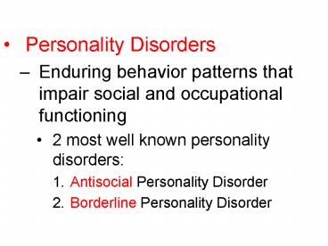Personality Disorders