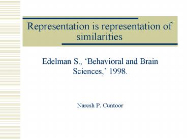 Representation is representation of similarities