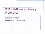 P3P - Platform for Privacy Preference