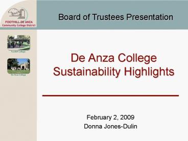 De Anza College Sustainability Highlights