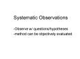 Systematic Observations PowerPoint PPT Presentation