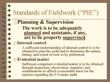 Standards of Fieldwork PIE