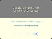 Using Metamodels for the Definition of Languages