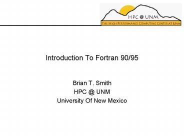 Introduction To Fortran 9095