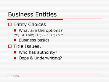 Business Entities