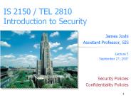 IS 2150 / TEL 2810 Introduction to Security