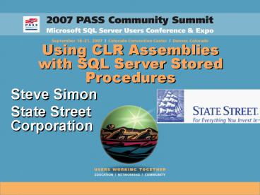 PPT – Using CLR Assemblies with SQL Server Stored Procedures PowerPoint ...