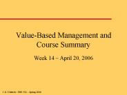 Value-Based Management and Course Summary