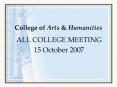 College of Arts PowerPoint PPT Presentation