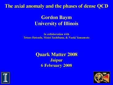 The axial anomaly and the phases of dense QCD