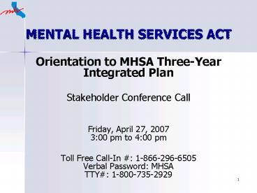 MENTAL HEALTH SERVICES ACT