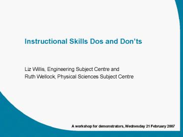 Instructional Skills Dos and Donts