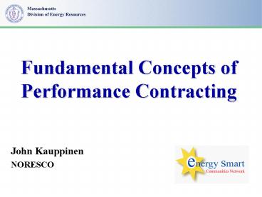 Fundamental Concepts of Performance Contracting