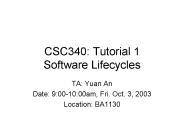 CSC340: Tutorial 1 Software Lifecycles