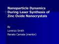 Nanoparticle Dynamics During Laser Synthesis of Zinc Oxide Nanocrystals PowerPoint PPT Presentation
