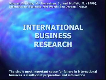INTERNATIONAL BUSINESS RESEARCH