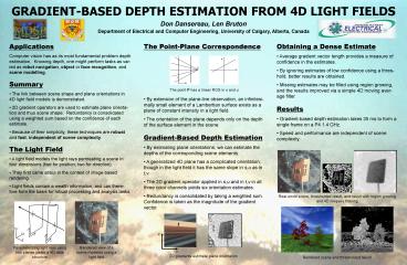 GRADIENT-BASED DEPTH ESTIMATION FROM 4D LIGHT FIELDS