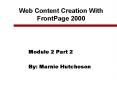 Web Content Creation With FrontPage 2000 PowerPoint PPT Presentation