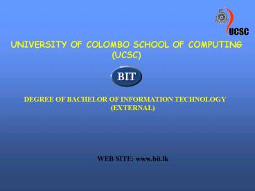 UNIVERSITY OF COLOMBO SCHOOL OF COMPUTING