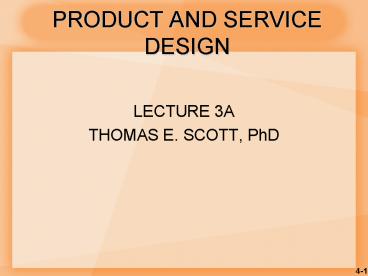 PRODUCT AND SERVICE DESIGN