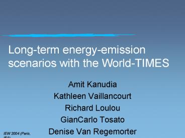 Long-term energy-emission scenarios with the World-TIMES