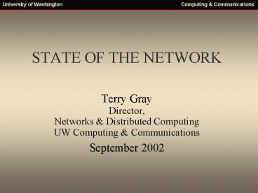 STATE OF THE NETWORK