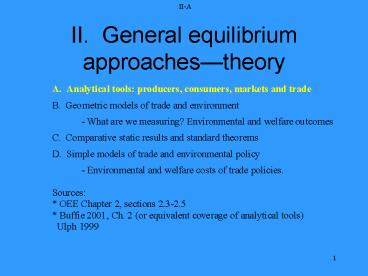 II' General equilibrium approachestheory