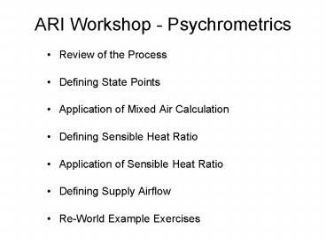 ARI Workshop Psychrometrics