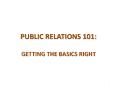 PUBLIC RELATIONS 101: PowerPoint PPT Presentation