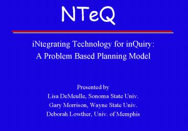 iNtegrating Technology for inQuiry: