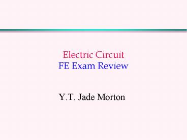Electric Circuit FE Exam Review